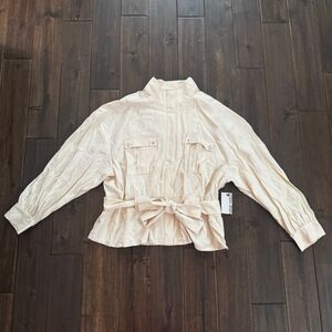 Nine West Lemon Frost Belted Long Sleeve Utility Jacket XXL NWT